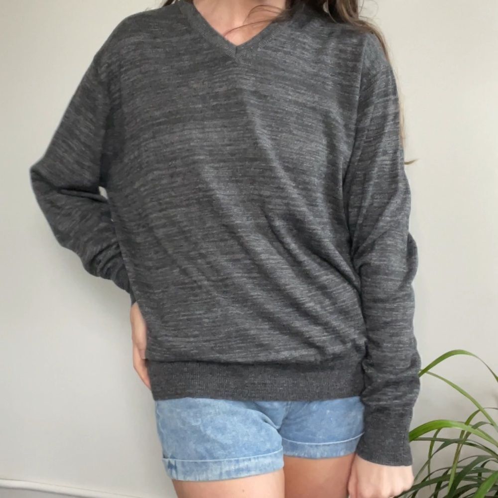 LÍNEA ROSSA SIGNATURE Grey Merino Wool Sweater-L - Picture 9 of 11